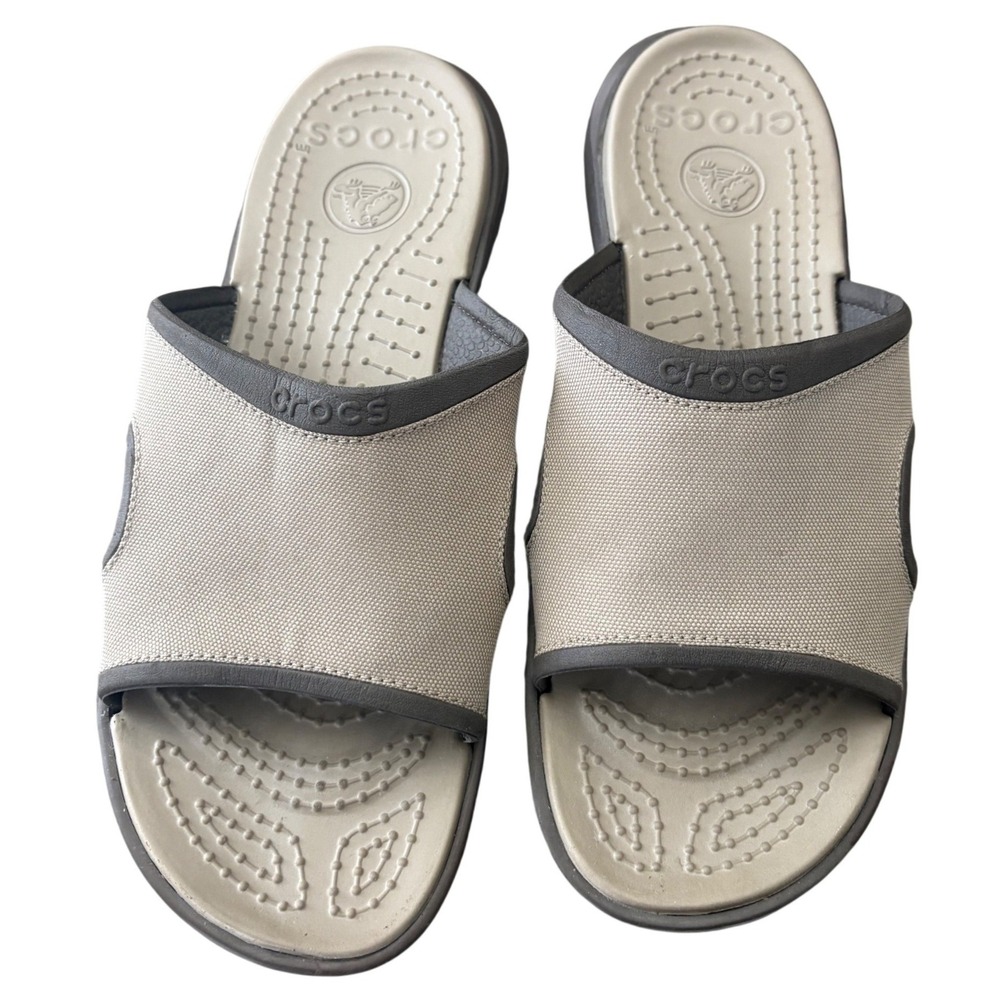 Crocs Men's Size 13 Yukon Vista II Canvas Slide Sandals Brown Comfort Slip-On